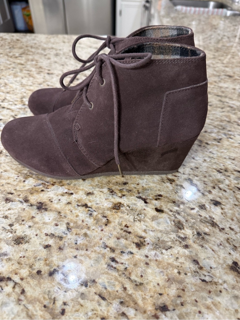 Bobs by Sketchers High Notes Dark Brown Wedge Booties W8.5 8.5 - Picture 5 of 13
